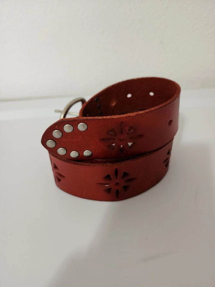 Cinturón para mujer rojo con recorte de flores 2XL boho hippie  Foto 3 de 4