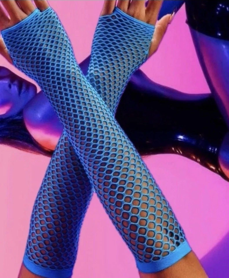 3pr Womens Sexy Long Elbow Stripper Fingerless Gloves Gothic Cosplay Accessories - Image 4 of 4