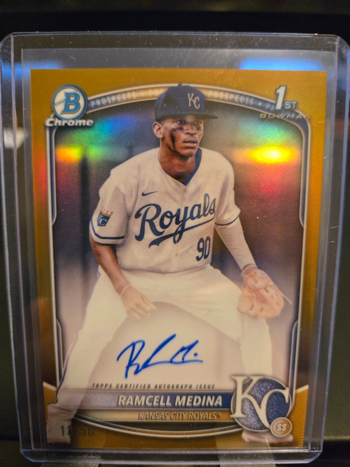2025 Bowman Chrome #CPA-RA Ramcell Medina 1st Gold Mini-Diamond Auto #/50