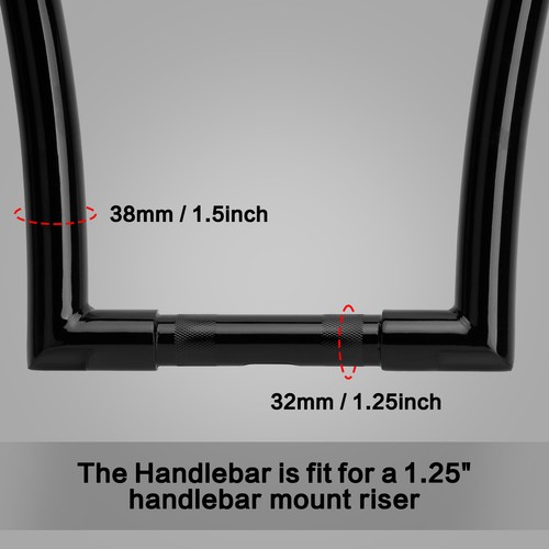 10" Rise Ape Hanger Handlebar 1 1/2" Fat Bar Black For Harley Road King Softail - Picture 4 of 15