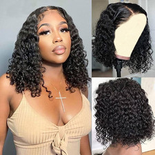 Wear and Go Glueless Wigs Human Hair Pre Plucked Pre Cut Deep Wave Curly Bob Wig