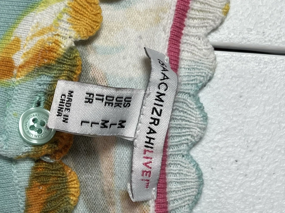 Isaac Mizrahi Live! Cárdigan Acuarela Estampado Floral Amarillo Talla M Cottagecore Foto 3 de 4