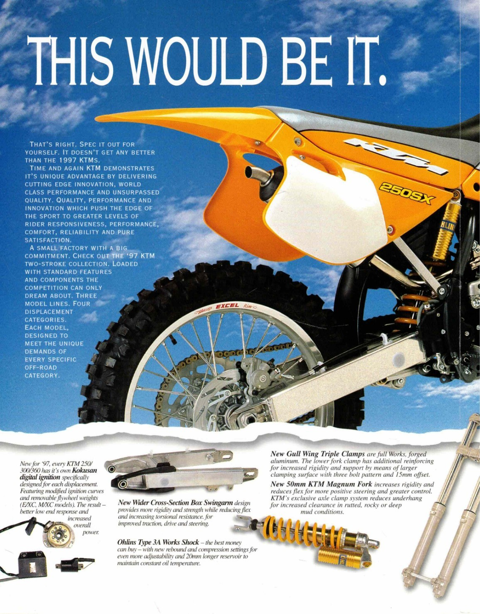 Genuine KTM 1997 Motorcycle Dealer Sales Brochure/Advertisement 2T