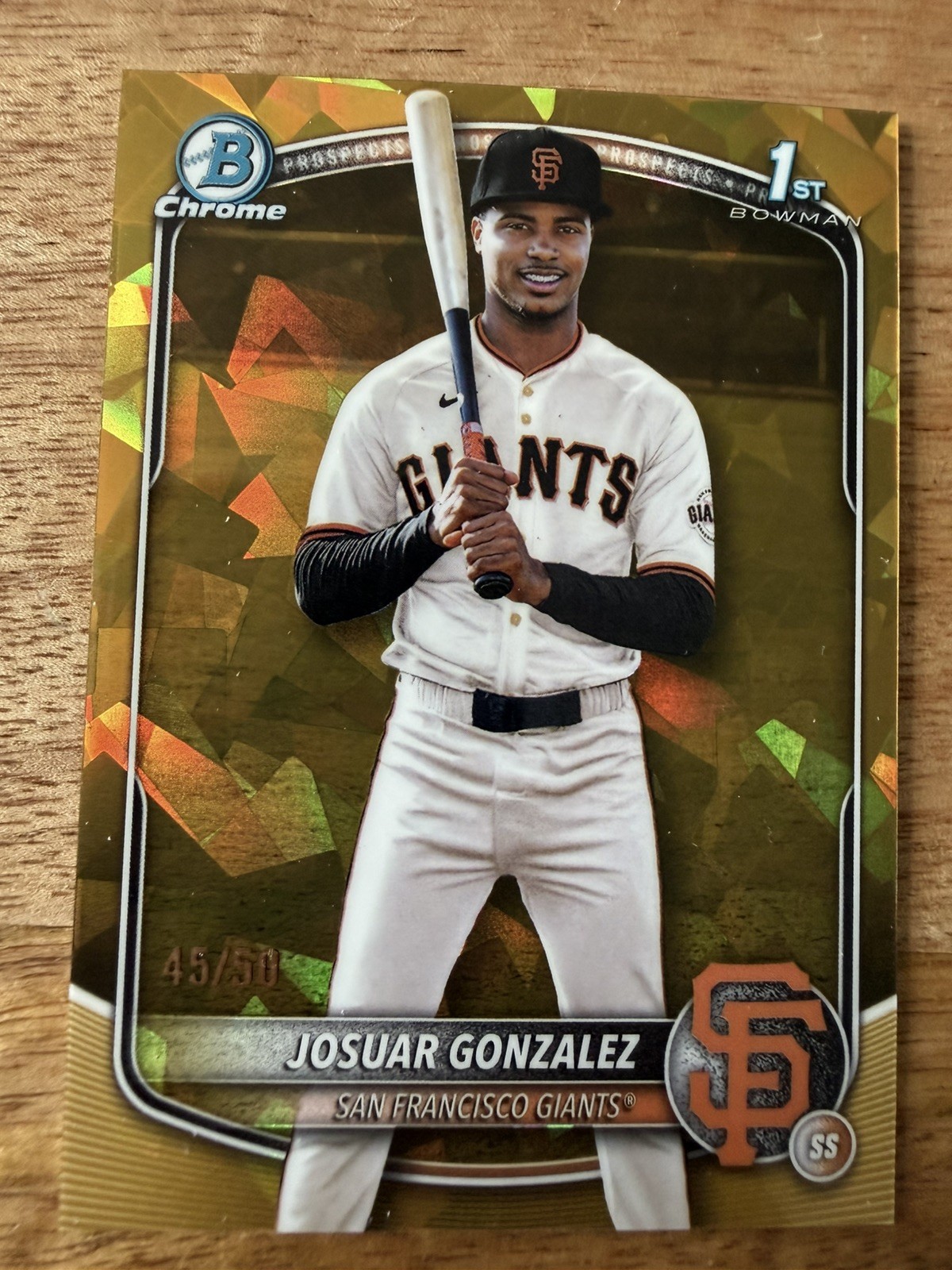 JOSUAR GONZALEZ 2025 BOWMAN CHROME 1ST SAPPHIRE GOLD REFRACTOR /50 Q5393