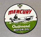 VINTAGE 12” 1942 MERCURY BOAT MOTOR PORCELAIN SIGN CAR GAS OIL TRUCK MOTORCYCLE