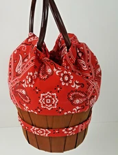 Vintage Basket JC Penney Sewing Red Bandana Wrapped Top W.A. Shipley