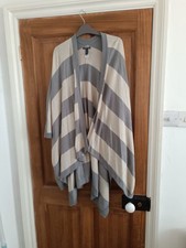 Warehouse Stripe Grey and Cream Shawl One Size