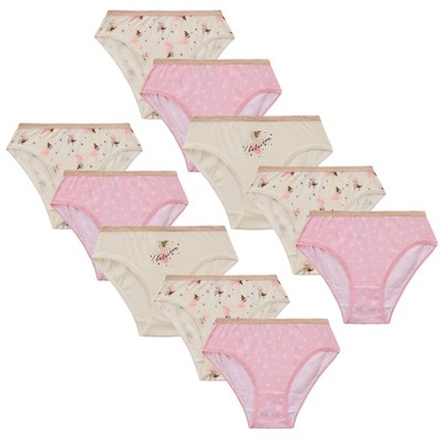 Nikaro 10er Pack Mädchen Baumwoll Slips - weiche Unterwäsche für 2-13 Jahre - sortiert