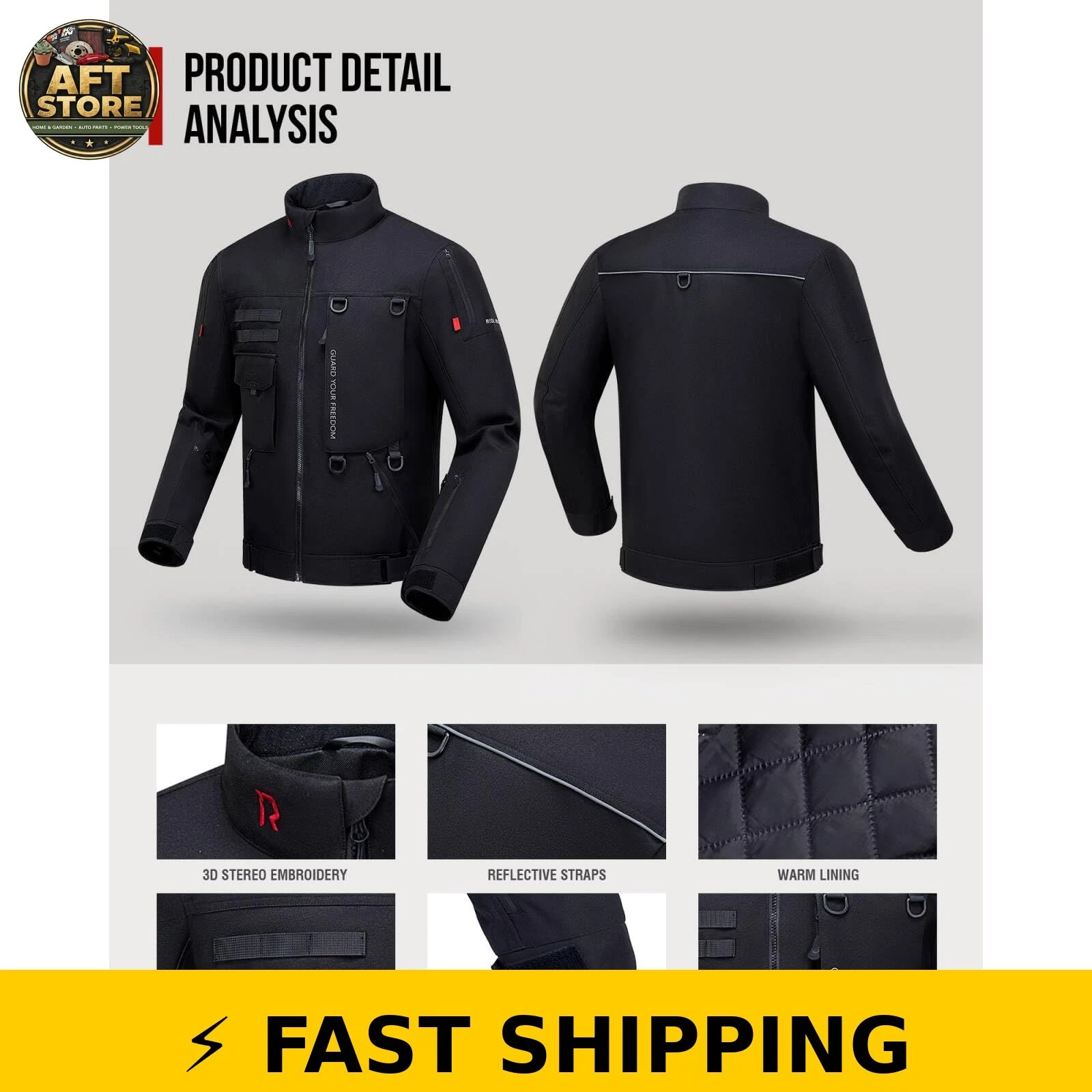 RIDEIRON Motorcycle Jacket XL CE Certified Windproof Protective Gear - product detail image 4