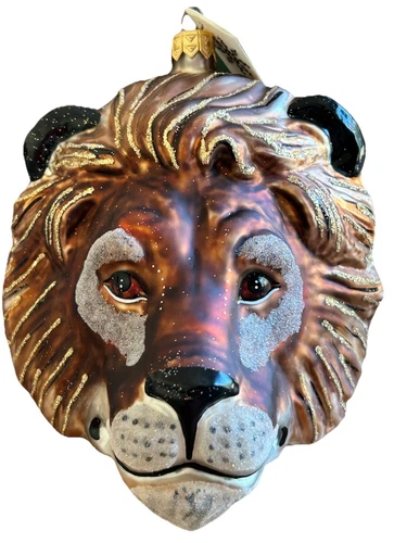 VTG 4” Slavic Treasures  LION Head Poland Hand Blown Ornament SAFARI AFRICA🦁