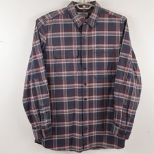 LL Bean Katahdin Iron Works Flannel Shirt Mens L Tall Plaid Snap Button 500938