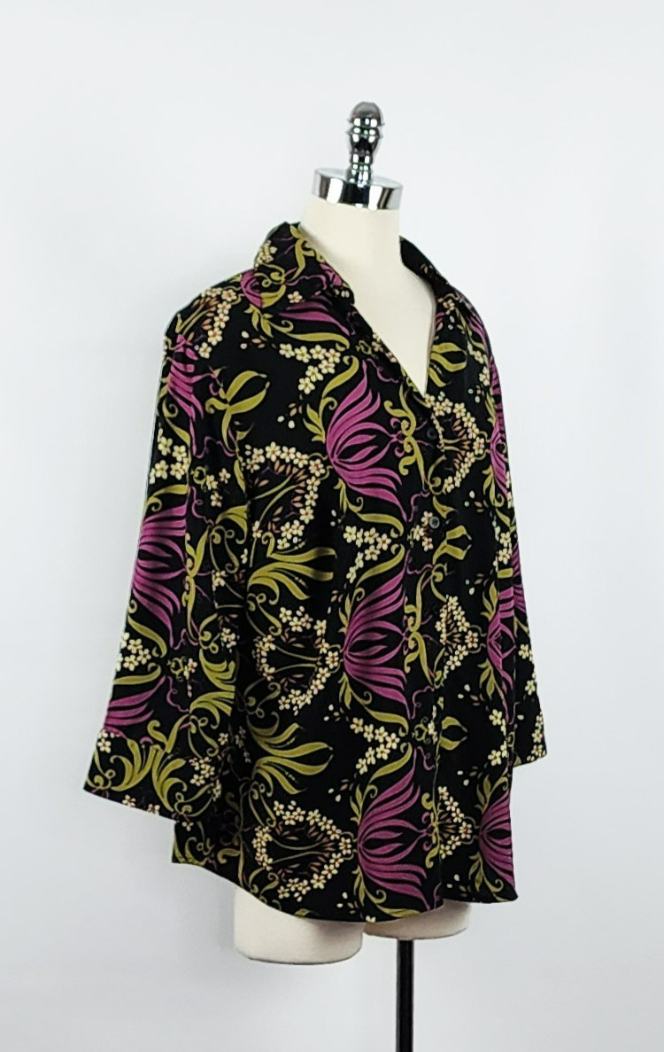 Elementz Multicolor Flared Sleeve Button Front Bl… - image 3