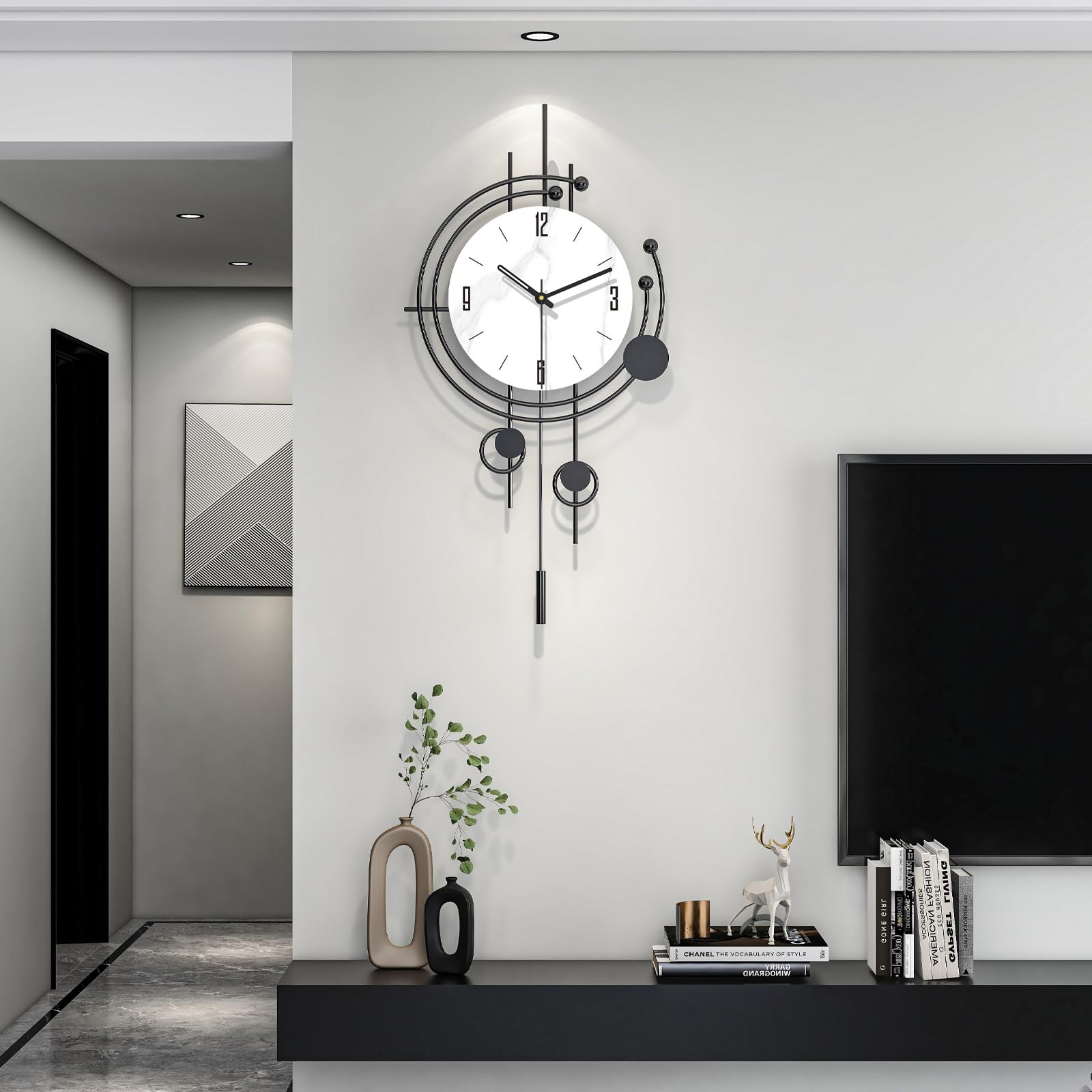 Modern Wall Clock for Living Room Decor Large Decorative Metal Wall Clock wit...