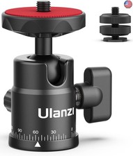 Mini Ball Head, ULANZI H28 Panoramic Tripod Head  Dual Hot Shoe Mount DSLR