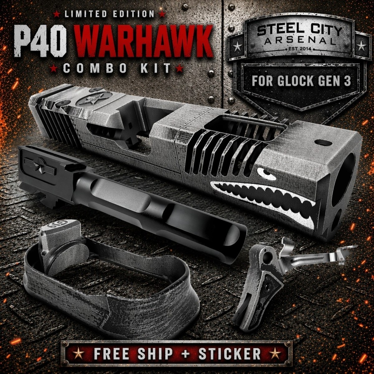 Steel City Arsenal P40 WARHAWK Slide Barrel Trigger Magwell Glock