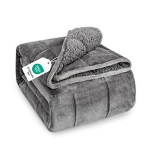 Sherpa Fleece Weighted Blanket for Adults, 15 lbs Dual Sided Cozy Fluffy Heav...
