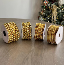 Gold Faux Pearl Plastic BEADS on a String Garland ROLL Choose Size