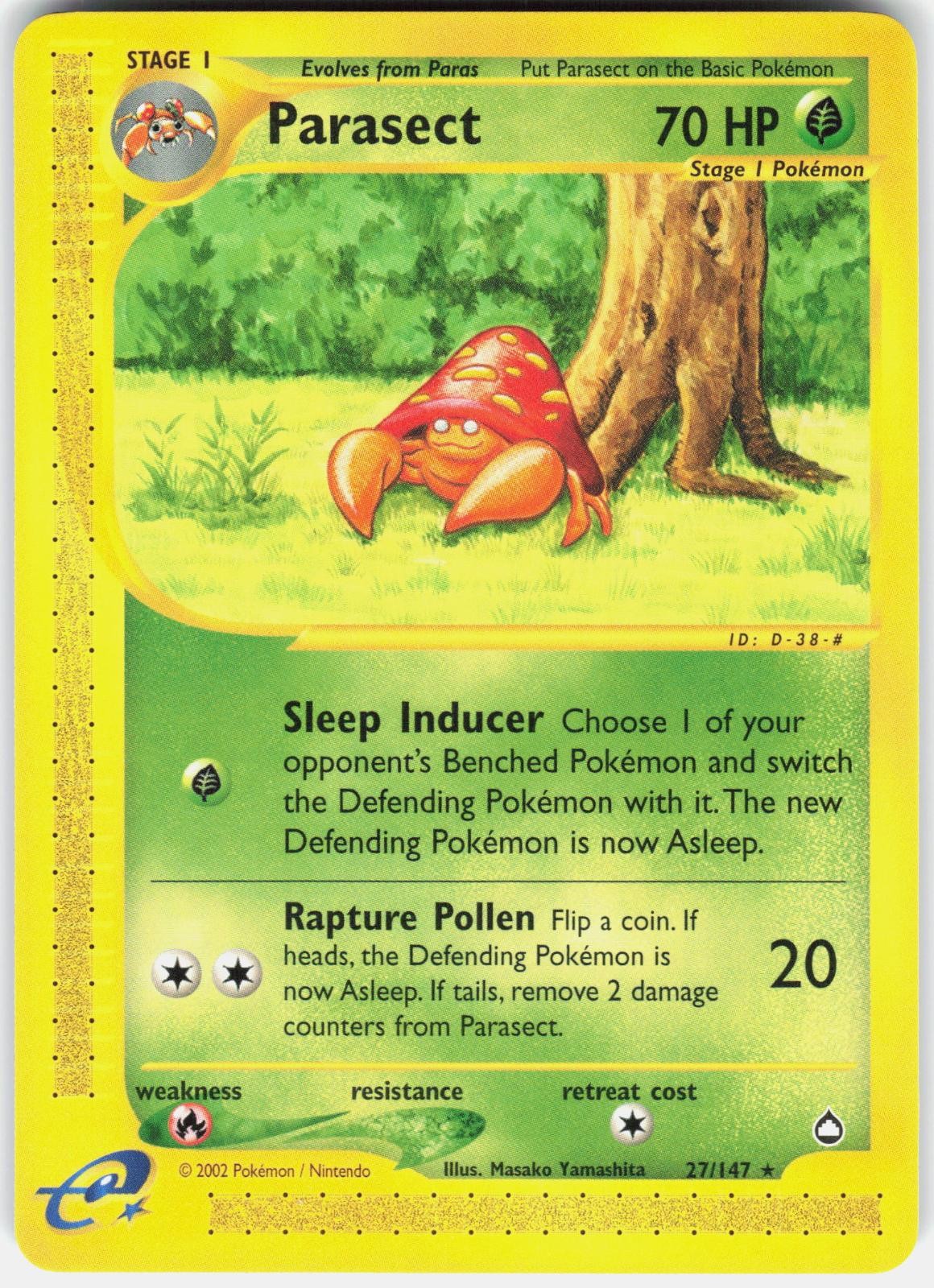Parasect 27 Rare Aquapolis Near Mint Pokemon Single Card