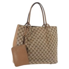 GUCCI GG Canvas Tote Bag Beige Gold 101920 Auth 175276