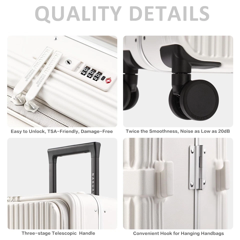 Maleta de Mano de 20 Pulgadas, Equipaje Giratorio 360° con Ruedas Silenciosas, Aerolínea A... Foto 3 de 4