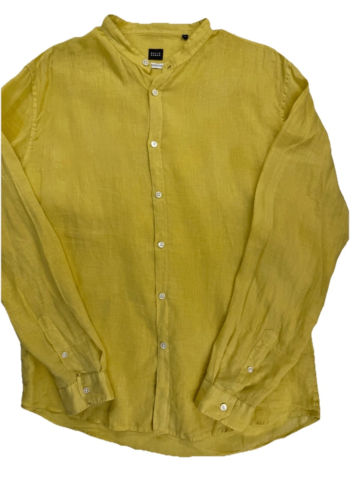David Naman 100% Linen Collar Shirt Size XXLarge Dress Shirt Yellow