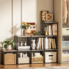 Storage Cubes - Heavy Duty Storage Baskets for Shelves, Small Bookshelf for S...