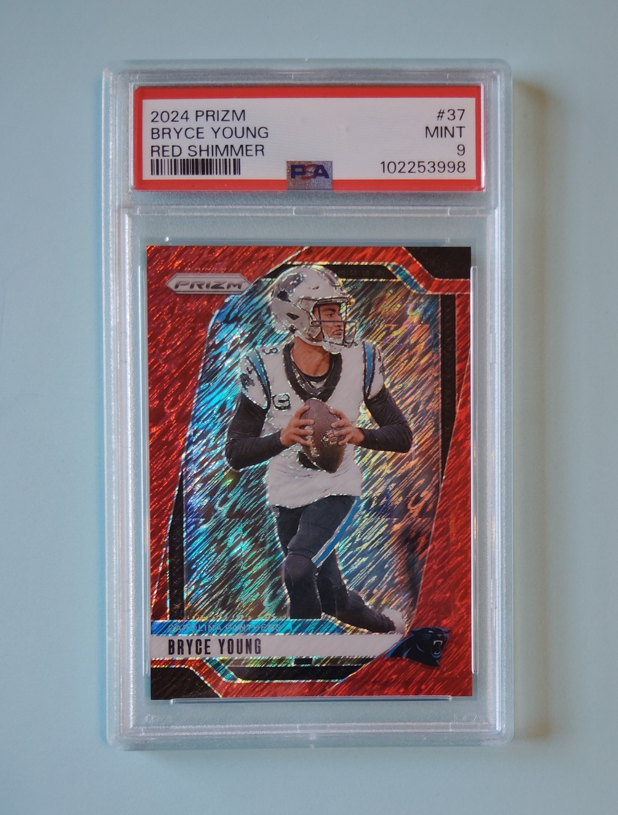 2024 Panini Prizm Bryce Young Red Shimmer Prizm /35 SSP - #37 Carolina Panthers