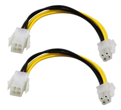 zdyCGTime(2-Pack) 4-Pin Molex M/F SATA Cable ATX 12V Power Supply 4-Pin CPU Male