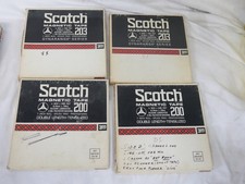 4 used Vintage Reel to Reel Recording Tapes- 7 inch -Scotch 200 203