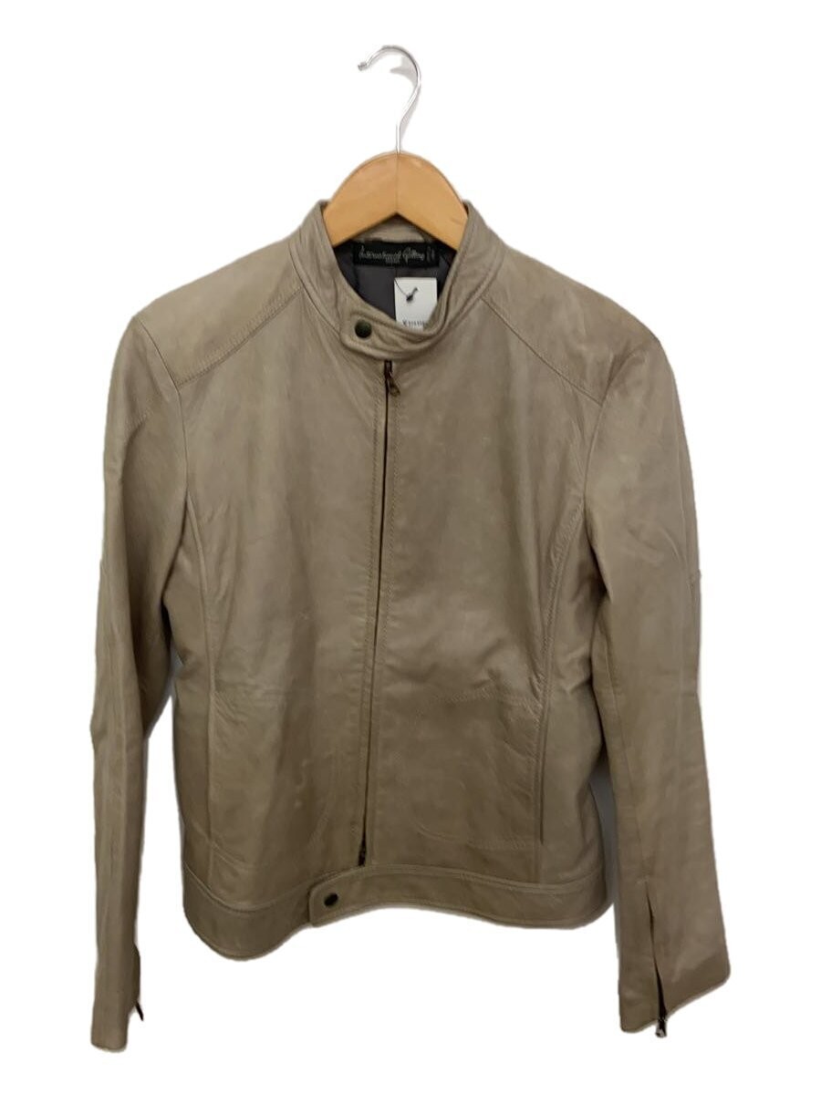 International Gallery Beams Quattrocchi/Single Rider Jacket/44/Leather/Crm/Plain