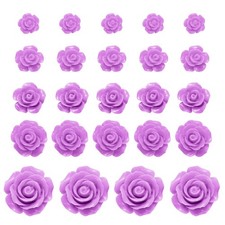 Resin Rosen Bl&uuml;tenperlen 60 St&uuml;ck lila, 5 Gr&ouml;&szlig;en f&uuml;r Schmuck