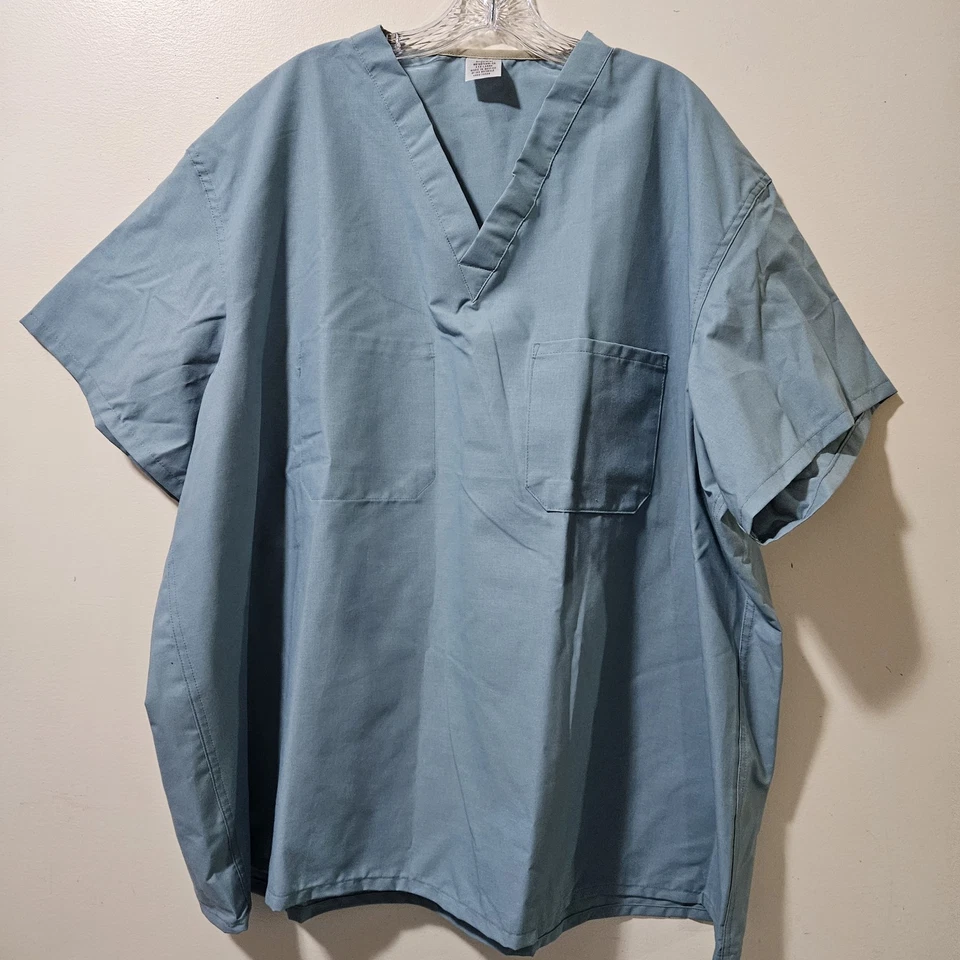 Lote 5 Blusa Médica Medline Angelstat Unisex Reversible Cuello en V Talla 3XL Azul Verdoso Foto 2 de 4