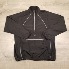 Vintage Nike Anorak 1/2 Zip Pullover Windbreaker Jacket Mens Large Black Swoosh