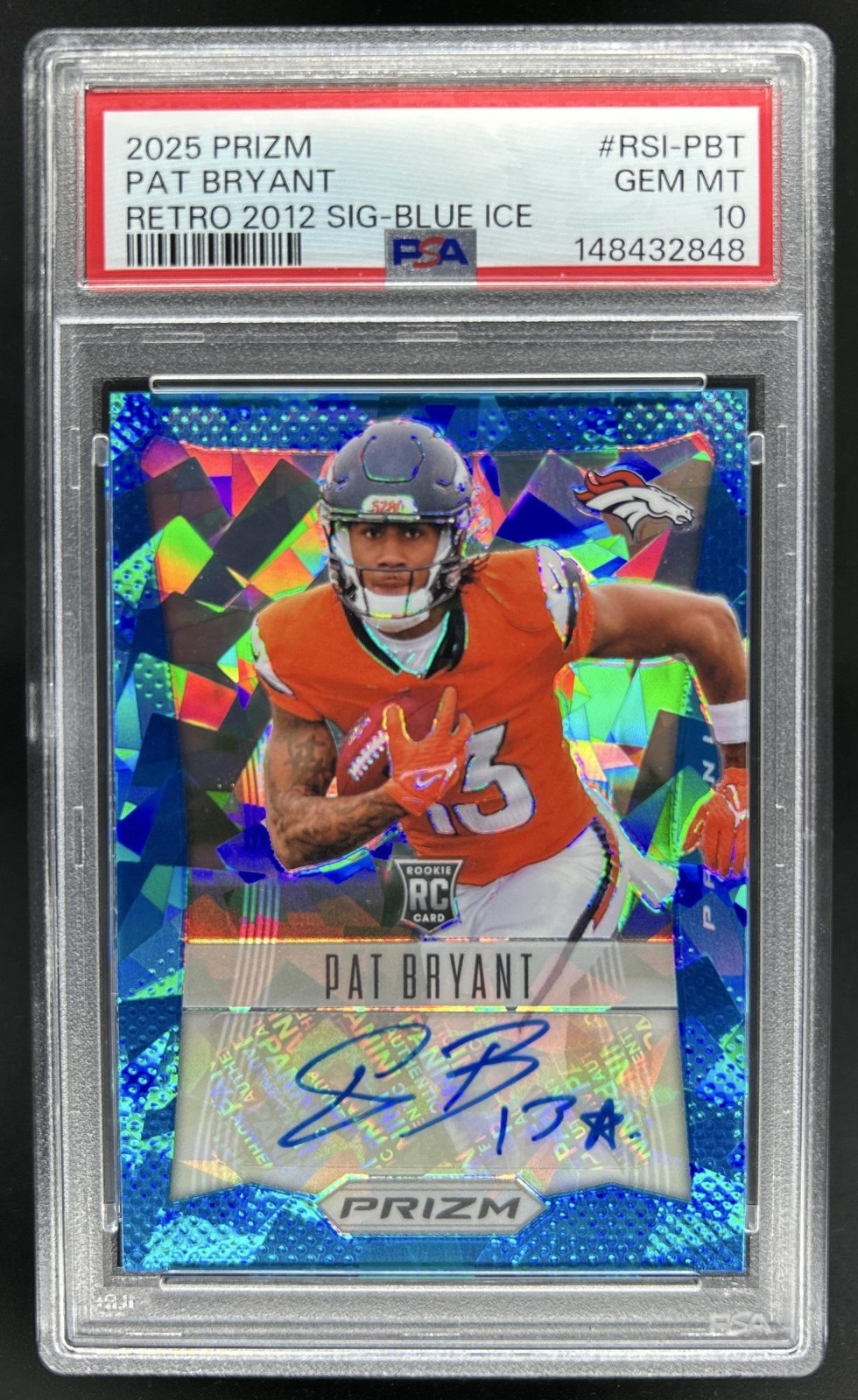 Pat Bryant Panini Prizm Retro 2012 Signatures #RSIPBT Blue Ice