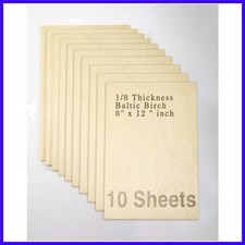 Baltic Birch Plywood - 1/8 Inch Thickness - 8" x 12" Wood Sheets for Laser Cu...