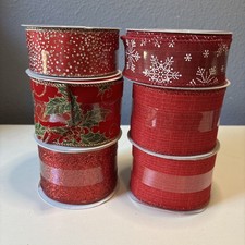 Wired Ribbon 6 Rolls Red Variety 4- 2.5in x 20ft  2- 1.5in x 30 Celebrate It