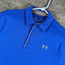 Under Armour HeatGear Polo Shirt Mens Medium Blue Short Sleeve Performance Golf
