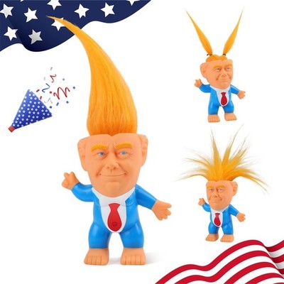 President Troll Doll, Rubber Gag Gift with Long DIY Blonde Hair