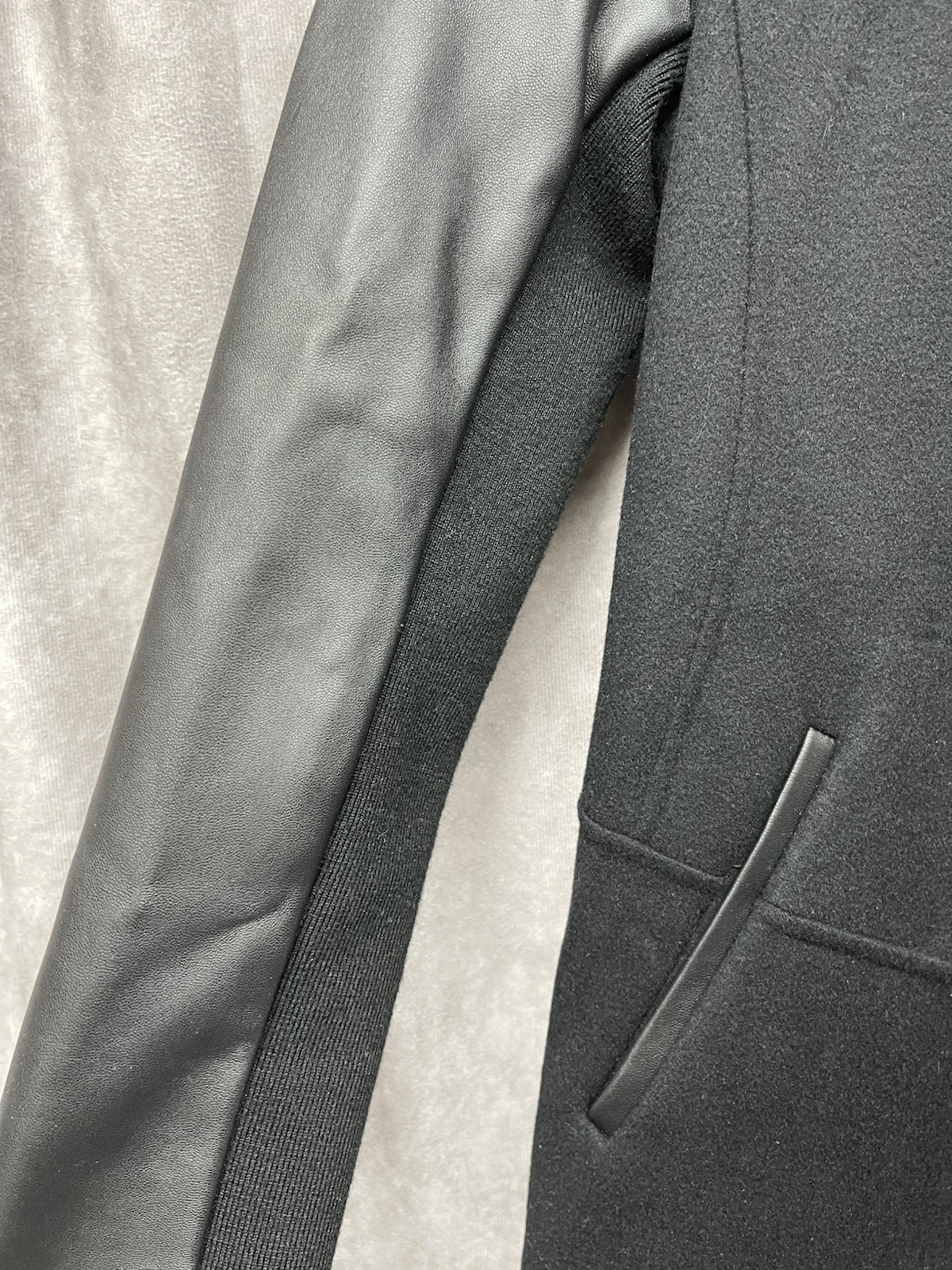MACKAGE VANE BLACK WOOL JACKET LAMB LEATHER SLEEVES XS NWT MSRP $750 image 5