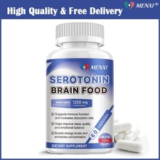 Serotonin Brain Food: suplemento de 1250 mg de L-triptófano para mejorar el estado de ánimo y aliviar el estrés