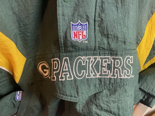 Green Bay Packers Starter Jacket XL Mens Quarter Zip Vintage Pouch Green Yellow - Picture 3 of 4