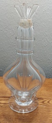 Vintage Czechoslovakian Hand-Blown 4 Chamber Glass Liquor Decanter Barware MCM