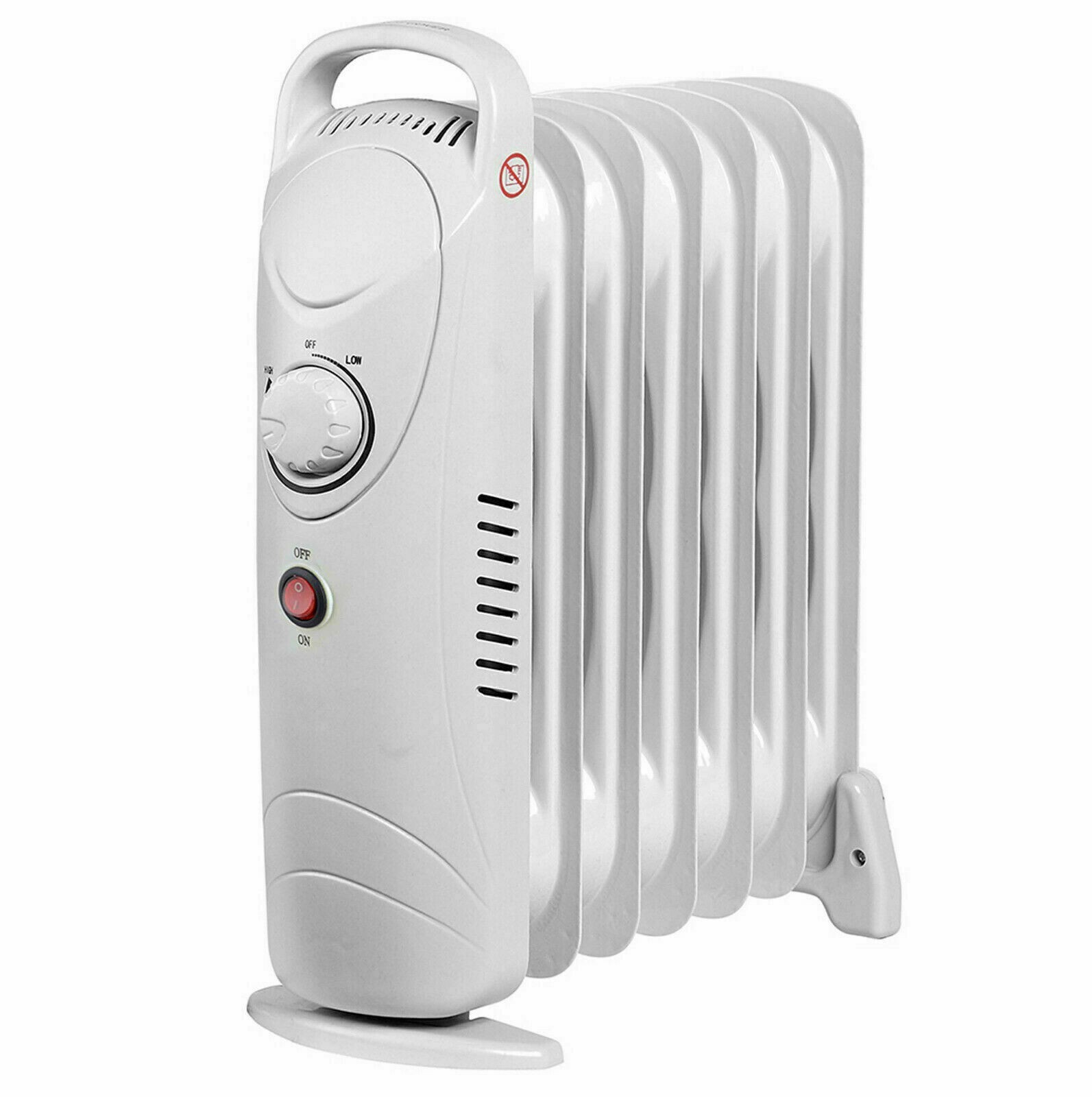 800W Oil Filled Radiator Portable Electric Heater Thermostat 6 Fin UK Plug  White | eBay
