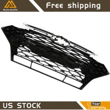 Front Upper Gloss Black Chrome Grille For 2019 2020 Hyundai Elantra Sport Sedan