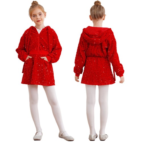 Kids Girls Skirt Dance A-Line Skirts Shiny Velvet Party Sequins Evening Casual - Picture 7 of 99