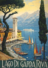 1920's Italian Italy Riva Lake Garda Living Room Art Décor Wall Home Picture A4