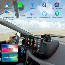 Portable Car Stereo Wireless Carplay Android Auto 7" Multimedia Player FM/AUX