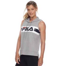NWT Fila Sport Women's Graphic Sleeveless Hoodie Gray Medium