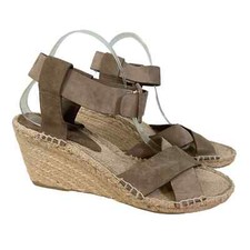 Vince Women's Brown Suede Crisscross Adjustable Strap Wedge Espadrilles Size 10