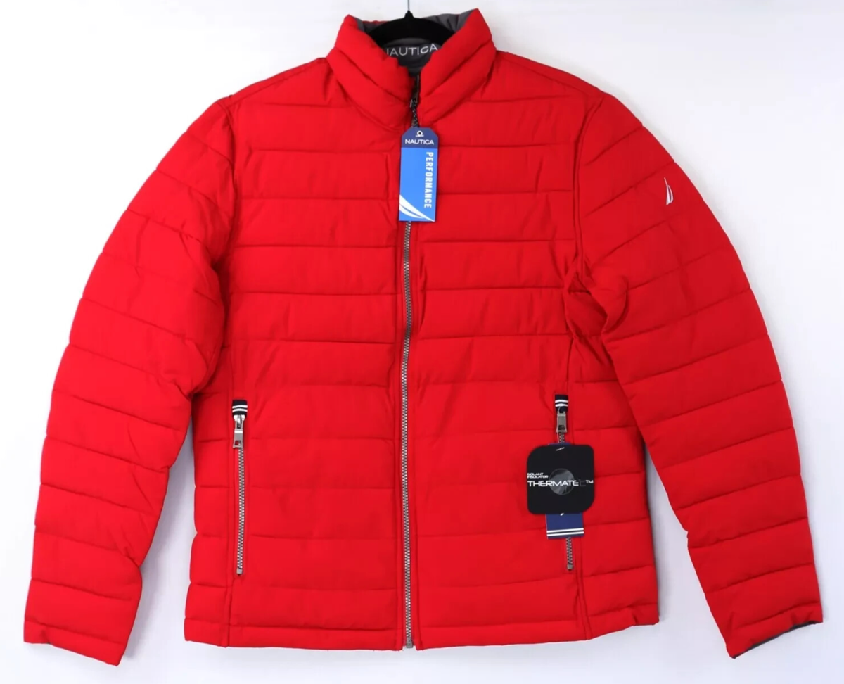 NAUTICA Mens M Reversible GRAY / RED Midweight Puffer Jacket Water